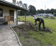 Secretaria Estadual de Educação do Paraná; CEEP Newton Freire Maia, curso de Meio Ambiente com o projeto de revetalização de áreas verdes do colégio. 17-04-18. Foto: Hedeson Alves