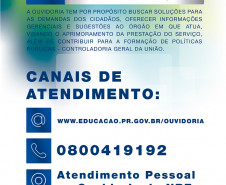 Estudantes da rede estadual estão utilizando mais ativamente a Ouvidoria da Secretaria de Estado da Educação, solicitando esclarecimentos, tirando dúvidas e oferecendo sugestões. O engajamento se deve ao trabalho intenso de divulgação dos canais de atendimento da Ouvidoria junto aos Núcleos Regionais de Educação e escolas estaduais do Paraná.