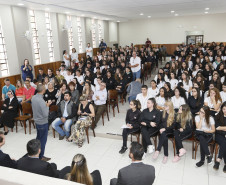 Secretaria Estadual de Educação do Paraná; Colégio Estadual Sagrada Familia em Campo Largo, palestra com representantes dos três poderes, Geração Atitute. 11-05-18. Foto: Hedeson Alves