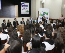 Secretaria Estadual de Educação do Paraná; Colégio Estadual Sagrada Familia em Campo Largo, palestra com representantes dos três poderes, Geração Atitute. 11-05-18. Foto: Hedeson Alves