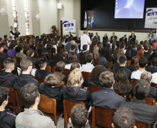 Secretaria Estadual de Educação do Paraná; Colégio Estadual Sagrada Familia em Campo Largo, palestra com representantes dos três poderes, Geração Atitute. 11-05-18. Foto: Hedeson Alves