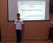 O trabalho “Água: a grande teia da vida”, de estudantes do Colégio Estadual do Campo Gonçalves Junior, vai representar o Paraná na 5ª edição da Conferência Nacional Infantojuvenil pelo Meio Ambiente, em Brasília. 