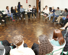 Secretaria Estadual de Educação do Paraná; Colégio Estadual Leôncio Correia, palestra para alunos sobre drogas, Mes de Junho sem Drogras. 28-06-18. Foto: Hedeson Alves