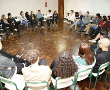 Secretaria Estadual de Educação do Paraná; Colégio Estadual Leôncio Correia, palestra para alunos sobre drogas, Mes de Junho sem Drogras. 28-06-18. Foto: Hedeson Alves
