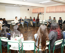 Secretaria Estadual de Educação do Paraná; Colégio Estadual Leôncio Correia, palestra para alunos sobre drogas, Mes de Junho sem Drogras. 28-06-18. Foto: Hedeson Alves