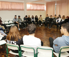 Secretaria Estadual de Educação do Paraná; Colégio Estadual Leôncio Correia, palestra para alunos sobre drogas, Mes de Junho sem Drogras. 28-06-18. Foto: Hedeson Alves