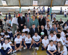 Governador em exercício, Flávio Arns, participa no Colégio Estadual Francisco Zardo, em Curitiba, da retomada das atividades esportivas em contraturno em 208 escolas da rede pública de ensino. 
