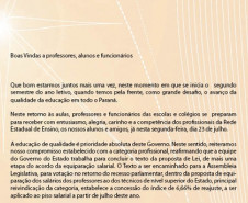 Mensagem de voltas às aulas