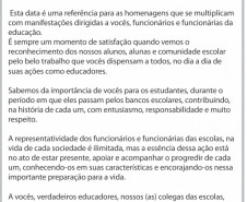 Mensagem aos funcionários da educação do Paraná