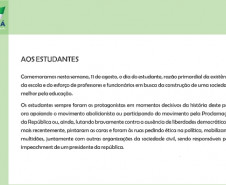 Mensagem da Secretaria para o Dia do Estudante