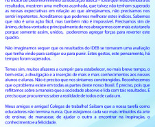 Mensagem da superintendente da Educação sobre o IDEB