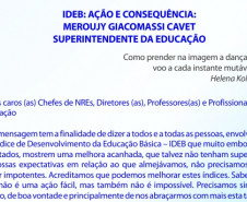 Mensagem da superintendente da Educação sobre o IDEB