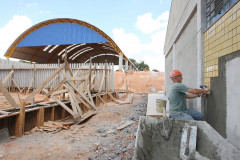 Obras na Escola Estadual Professora Geraldina da Mota, em Campo Largo.