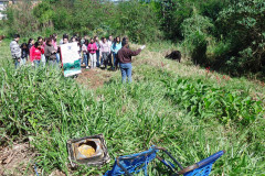 Alunos do Colégio Pioneiros de Foz do Iguaçu começaram, nesta quarta-feira (25), o monitoramento do Rio Sanga Romão, que passa próximo ao Colégio e é um dos afluentes do Rio Boicy, um dos mais importantes do município.  