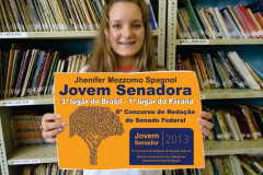 Jhenifer Mezzomo Spagnol vai atuar como uma jovem senadora da República em Brasília, durante uma semana, entre os dias 18 e 22 de novembro.