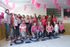 Os alunos do Colégio Estadual Bairro XIV de Novembro, em Cascavel, aderiram à campanha do movimento Cascavel Rosa. Na sexta-feira (25), estudantes do ensino médio desfilaram com camisetas que eles mesmos customizaram para lembrar sobre a importância da prevenção do câncer de mama.