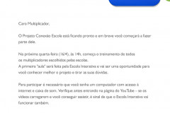 Convite para participação do treinamento do Conexão Escola.