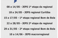 As competições iniciam com a fase regional no mês de maio. De 8 a 14 acontece a primeira etapa da regional. De 8 a 24, a regional de Curitiba.