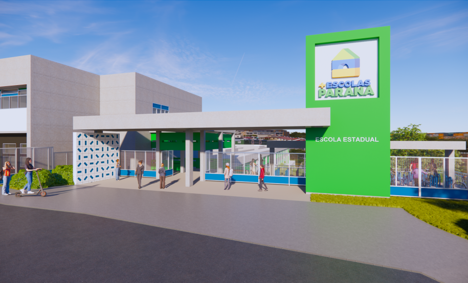 Imagem da fachada da escola.