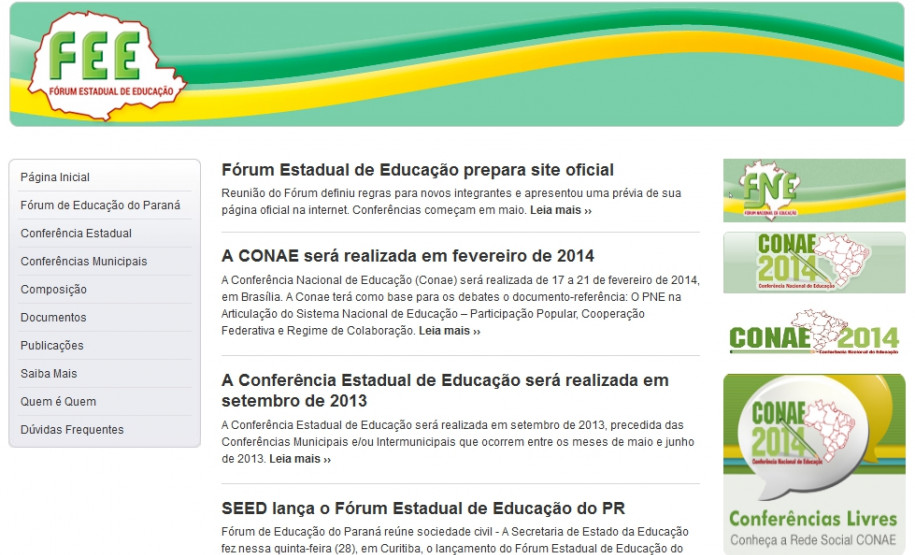 Página traz informações sobre as conferências municipais ou intermunicipais, estadual e nacional, além de documentos oficiais e recursos para discussão.