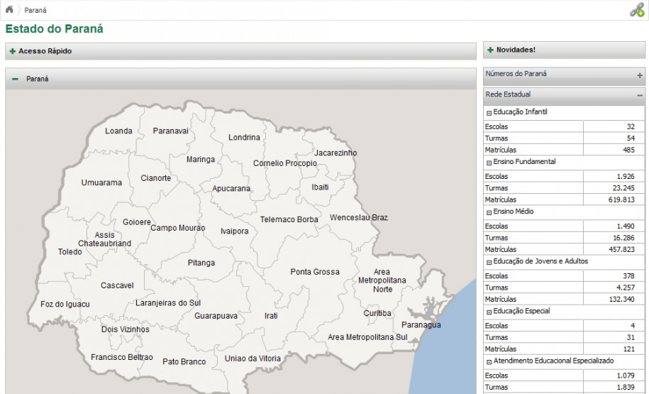 Nova versão permite encontrar dados sobre escolas da rede estadual com maior rapidez. Projeto foi realizado em parceria com a Celepar.