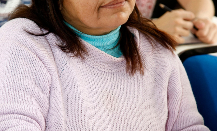 Paraná Alfabetizado, alunos em sala de aula no SESC da rua Jose Loureiro, na foto Maria Paula Cordeiro dos Santos de 55 anos. 31-07-13.