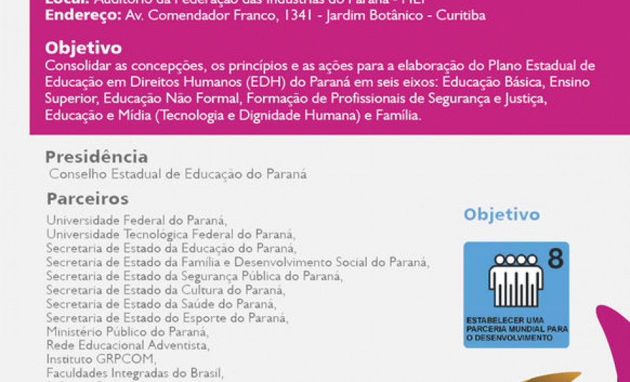 Versão preliminar do Plano Estadual de Educação em Direitos Humanos do Estado do Paraná será entregue nesta segunda-feira.