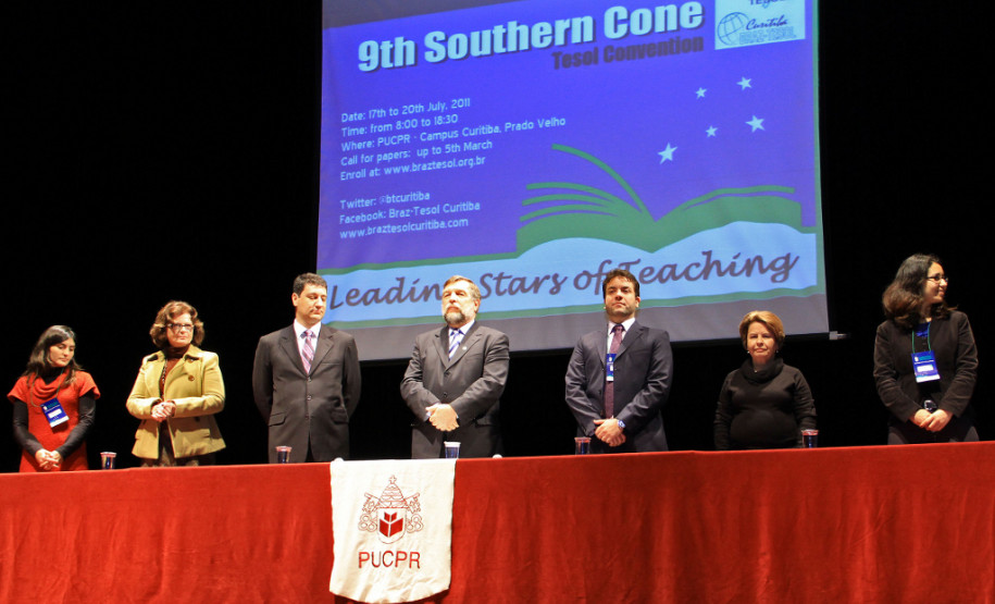 Governador em exercício Flávio Arns, participa da abertura da 9º Convenção Internacional do Southern Cone TESOL, no auditório da Pontifícia Universidade Católica. Curitiba, 18/07/2011