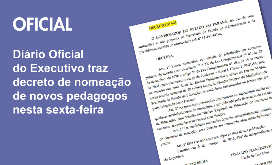 Nomeação de novos pedagogos sai no Diário Oficial Nomeação de novos pedagogos sai no Diário Oficial