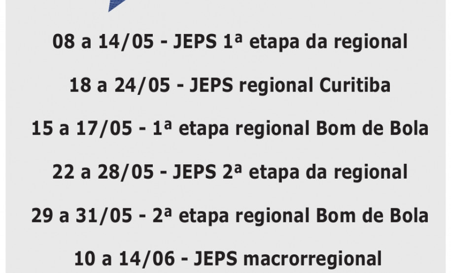 As competições iniciam com a fase regional no mês de maio. De 8 a 14 acontece a primeira etapa da regional. De 8 a 24, a regional de Curitiba.