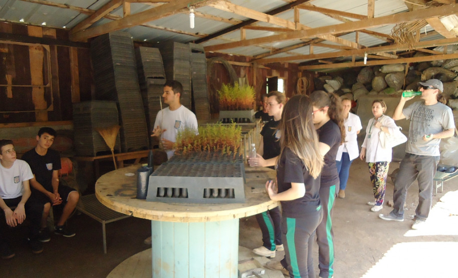 Encontro serviu para alunos do 9° ano de escolas da região conhecerem cursos e estrutura do centro florestal de educação profissional.