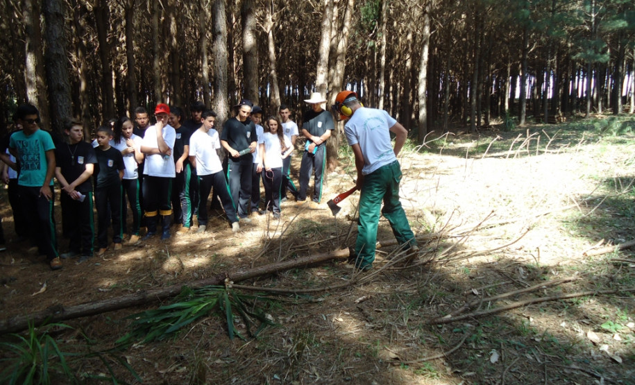 Encontro serviu para alunos do 9° ano de escolas da região conhecerem cursos e estrutura do centro florestal de educação profissional.