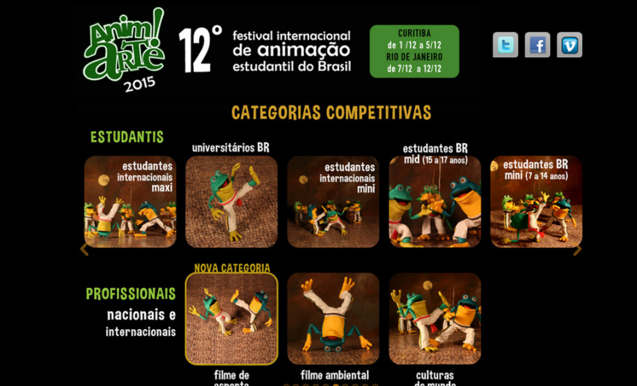 As animações produzidas pela equipe de multimídia da Secretaria de Estado da Educação estão entre as selecionadas para a 12° edição do Festival Internacional de Animação Estudantil do Brasil, que acontecerá de 1º e 5 de dezembro, em Curitiba, e entre 7 e 12 de dezembro no Rio de Janeiro.