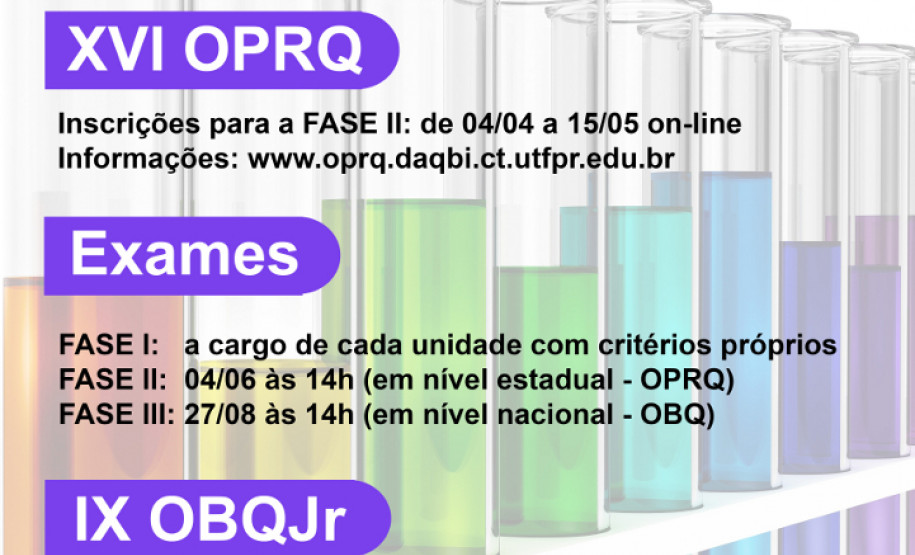 Olimpíada Paranaense de Química abre inscrições Olimpíada Paranaense de Química abre inscrições