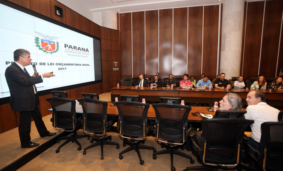 Cálculos apresentados pelo Governo do Estado, durante reunião com sindicatos de servidores, nesta segunda-feira (07), mostram que, mesmo sem reajuste em 2017, o funcionalismo terá ganho real por meio do pagamento de promoções e progressões previstas. Durante a reunião, o secretário da Fazenda, Mauro Ricardo, e o chefe da Casa Civil, Valdir Rossoni, falaram sobre as finanças estaduais e a ressaltaram a importância de o Paraná manter o equilíbrio financeiro.