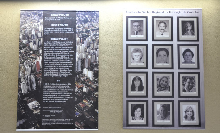 À tarde, a equipe de educação básica do Núcleo Regional de Educação apresentou uma exposição com painéis que contam parte da história e as atividades desenvolvidas pelo núcleo