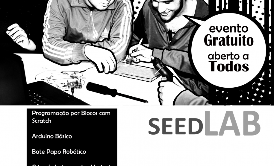 A Secretaria da Educação está com inscrições abertas para oficinas de tecnologia para alunos, professores e comunidade. As atividades serão desenvolvidas na semana de 17 a 21 durante o recesso escolar no Seed Lab da Diretoria de Políticas e Tecnologias Educacionais (DPTE), em Curitiba.