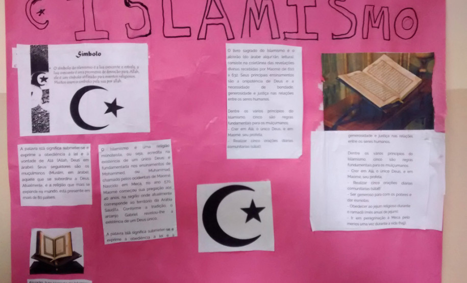 Trabalhos de estudantes do Colégio Estadual Leôncio Correia.