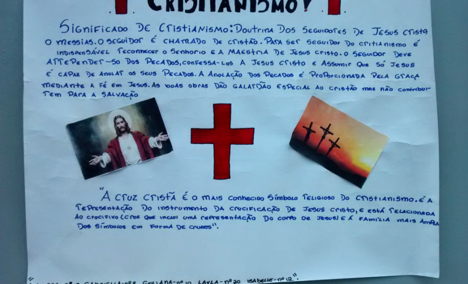 Trabalhos de estudantes do Colégio Estadual Nossa Senhora de Fátima.