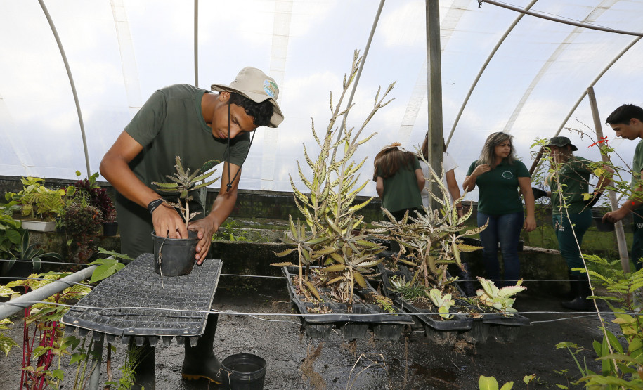 Secretaria Estadual de Educação do Paraná; CEEP Newton Freire Maia, curso de Meio Ambiente com o projeto de revetalização de áreas verdes do colégio, na foto o aluno Giliade Thaylor Feitosa Silva Lima. 17-04-18. Foto: Hedeson Alves