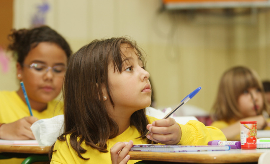 Estão abertas inscrições para servidores efetivos da rede estadual de ensino participarem de cursos nos Estados Unidos da América, Canadá ou Irlanda.<br />
<br />
Na foto, estudantes da rede estadual.