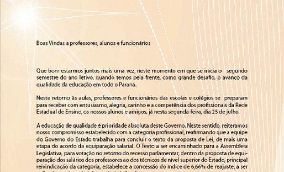 Mensagem de voltas às aulas