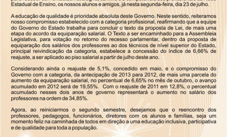 Mensagem de voltas às aulas