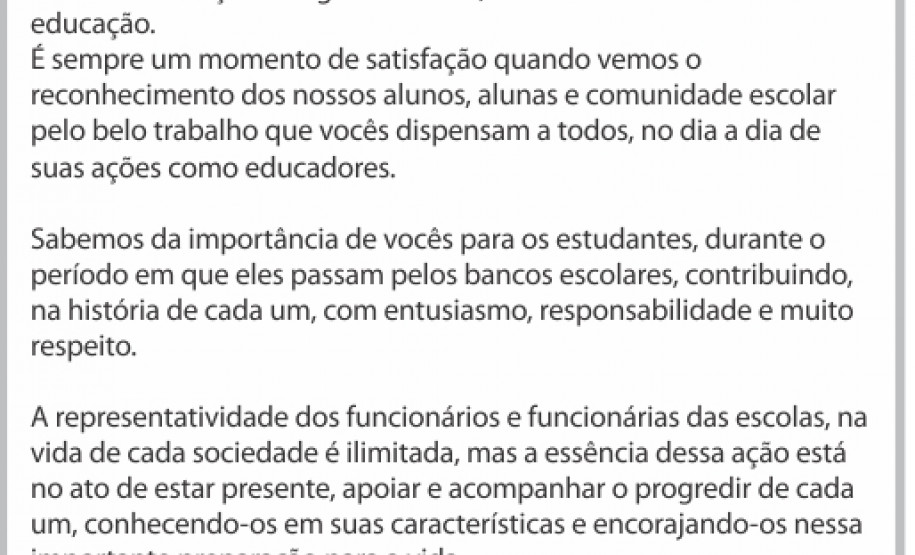 Mensagem aos funcionários da educação do Paraná