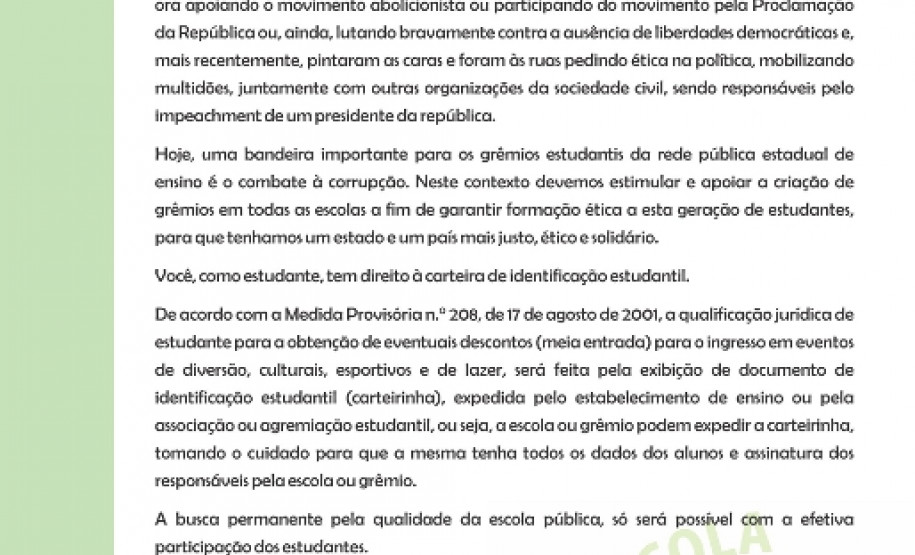 Mensagem da Secretaria para o Dia do Estudante