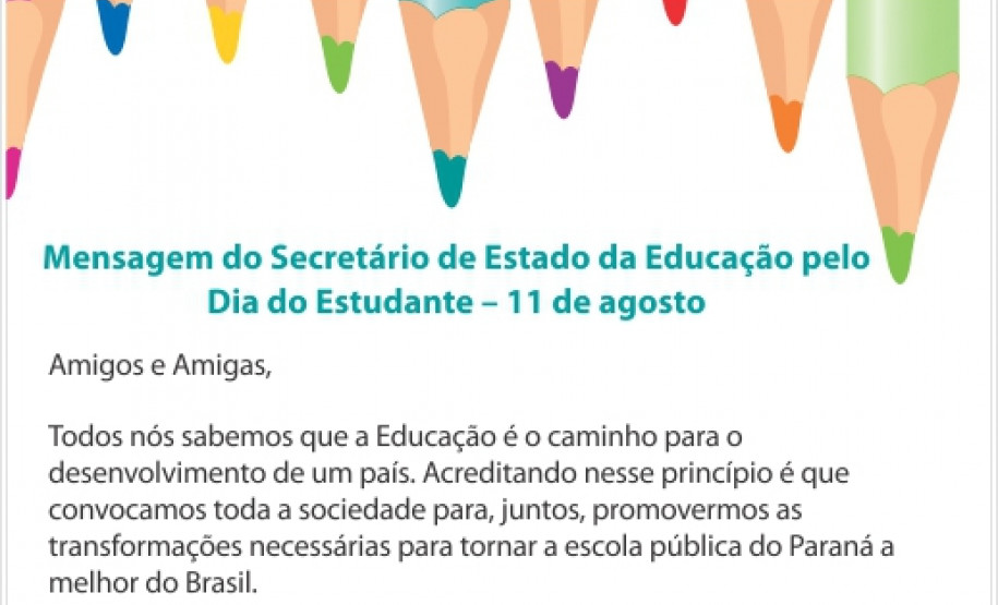 Mensagem do Secretário pelo Dia do Estudante